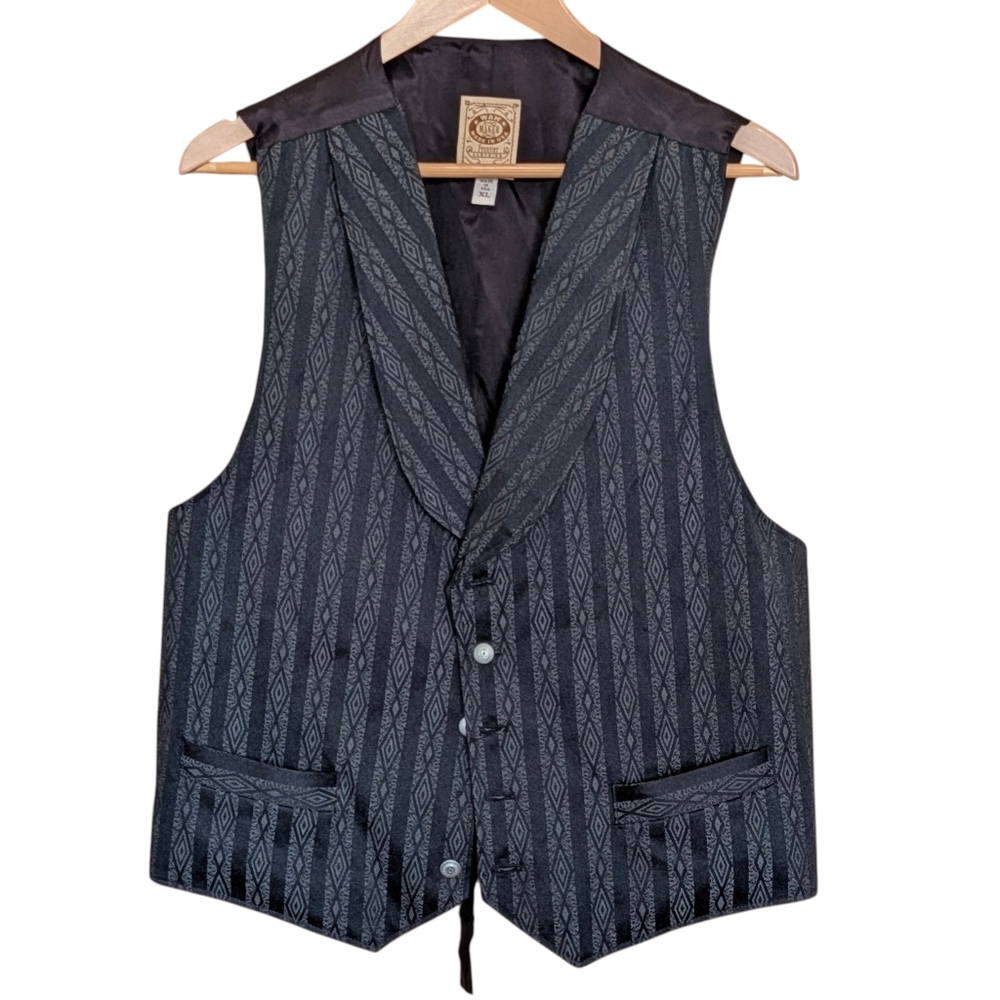 Wah Frontier Clothing Black Patterned Vest XL Men's Western Business USA